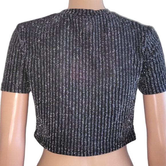 Black short sleeve sparkle top. - Picture 2 of 3